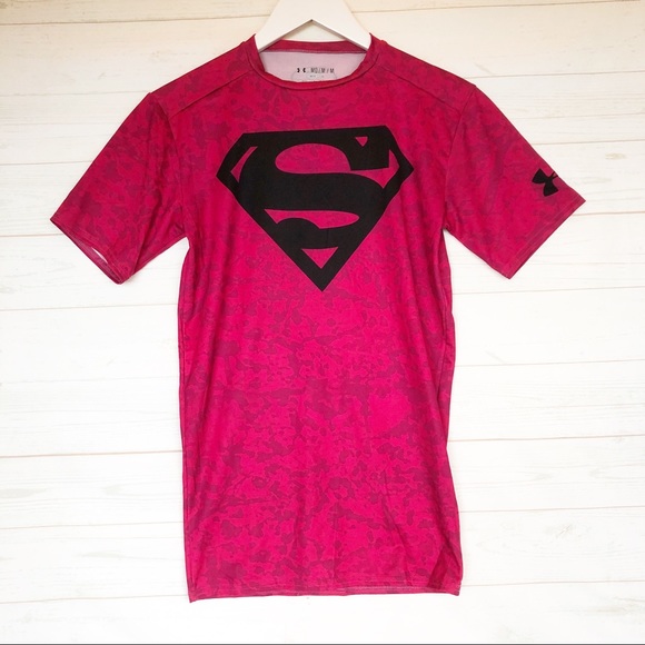 Under Armour Tops - Under Armour Pink Camo Superman Compression Shirt